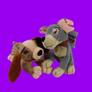 Disney Store Lady & the Tramp Mini Bean Bag Plush W/ Tags Beanie Set
